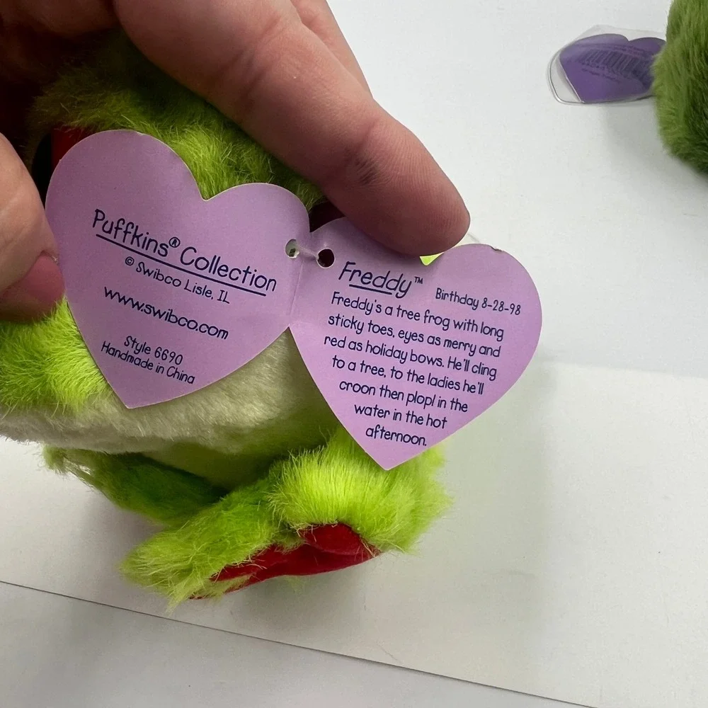 Vintage SWIBCO Puffkins Freddy Frog and Albert Alligator Plush Lot 2 with Tags